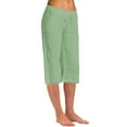 thumbnail image 1 of FAIWAD Cotton Linen Pants for Women Casual Elastic High Waist Drawstring Cropped Trousers with Pockets (5X-Large, Green), 1 of 6