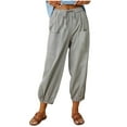 thumbnail image 1 of FAIWAD Cotton Linen Pants for Women High Elastic Waist with Botton Down Pockets Solid Color Jogger Trouser (Small, Gray), 1 of 7