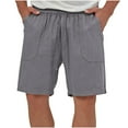 thumbnail image 1 of FAIWAD Cotton Linen Shorts for Men Casual Solid Color Drawstring Elastic Waist Summer Beach Shorts with Pockets, 1 of 9