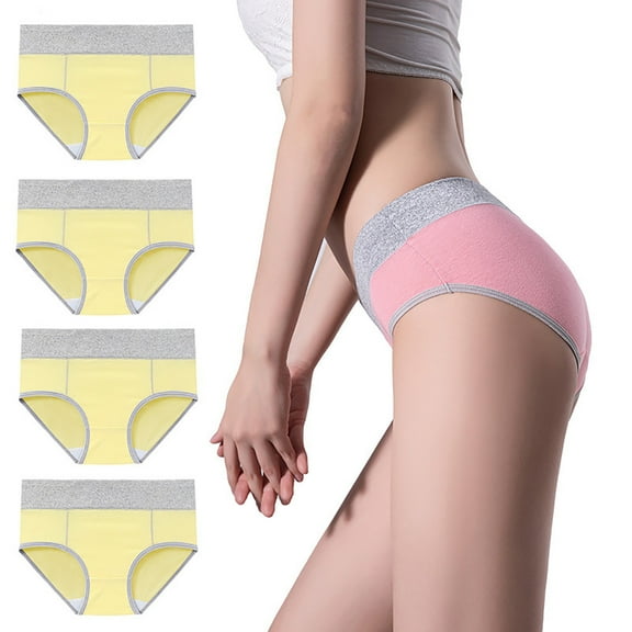 FAIWAD Cotton Underwear for Women Mid Rise Full Coverage Briefs Ladies Stretchy Comfy Panties 4 Pack