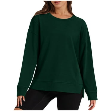 FAIWAD Crewneck Sweatshirts Women Casual Long Sleeve Basic Pullover Tops Teen Girls Fall Winter Solid Color Clothes