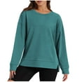 thumbnail image 1 of FAIWAD Crewneck Sweatshirts Women Casual Long Sleeve Basic Pullover Tops Teen Girls Fall Winter Solid Color Clothes, 1 of 7
