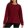 thumbnail image 1 of FAIWAD Crewneck Sweatshirts Women Casual Long Sleeve Basic Pullover Tops Teen Girls Fall Winter Solid Color Clothes, 1 of 7