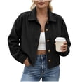 thumbnail image 1 of FAIWAD Cropped Jackets for Women Button down Long Sleeve Corduroy Coat Trendy Fall Casual Outerwear, 1 of 7
