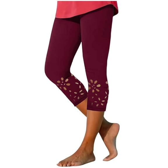 FAIWAD Cutout Capri Leggings for Women High Waisted Stretch Tights Yoga Pants Summer Lounge Cropped Pants