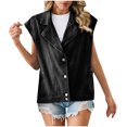 thumbnail image 1 of FAIWAD Denim Jacket for Womens Lapel Button Up Sleeveless Jackets with Pockets Vintage Loose Jeans Coat, 1 of 7