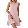 thumbnail image 1 of FAIWAD Dresses for Women Loose Sleeveless Ruffle Tank Sundress Casual Beach Boho Mini Dress, 1 of 8