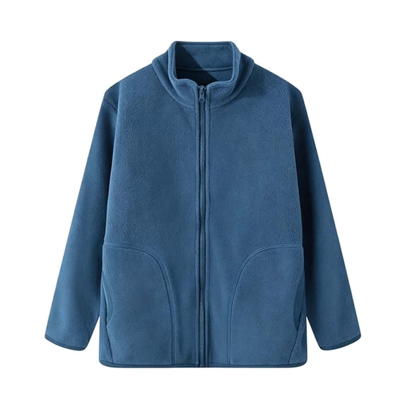 FAIWAD Fall Winter Kids Jacket Fleece Collar Outerwear Boys Girls Outdoor Casual Coat with Pockets