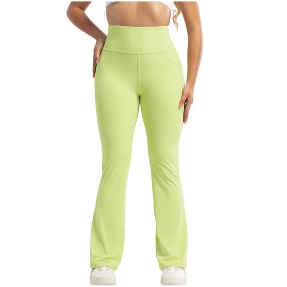 FAIWAD Flare Leggings for Women High Waist Stretchy Workout Tights with Pockets Slim Workout Dance Bootcut Pants