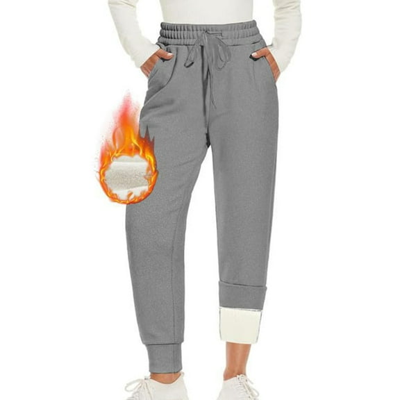 FAIWAD Fleece Lined Pants Women Winter Warm Fleece Sweatpants Elastic Waist Athletic Joggers with Pockets