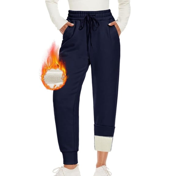 FAIWAD Fleece Lined Pants Women Winter Warm Fleece Sweatpants Elastic Waist Athletic Joggers with Pockets