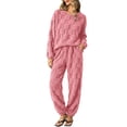 thumbnail image 1 of FAIWAD Fleece Pajama Sets for Women 2 Piece Long Sleeve Tops Elastic Pants Soft Sleepwear Outfits, 1 of 8