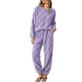 thumbnail image 1 of FAIWAD Fleece Pajama Sets for Women 2 Piece Long Sleeve Tops Elastic Pants Soft Sleepwear Outfits, 1 of 8