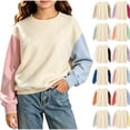 thumbnail image 1 of FAIWAD Girls Boys Sweatshirt Long Sleeve Color Block Crewneck Pullover Casual Loose School Daily Wear, 1 of 9