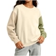 thumbnail image 1 of FAIWAD Girls Boys Sweatshirt Long Sleeve Color Block Crewneck Pullover Casual Loose School Daily Wear, 1 of 9