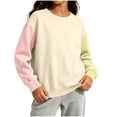 thumbnail image 1 of FAIWAD Girls Boys Sweatshirt Long Sleeve Color Block Crewneck Pullover Casual Loose School Daily Wear, 1 of 9