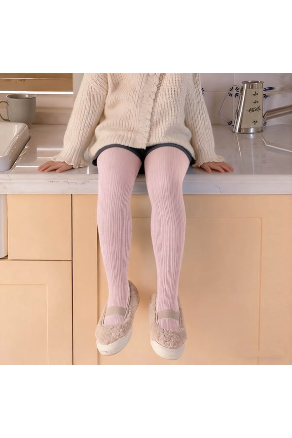 Girls Cable Knit Leggings Solid Color Stretchy Footed Tights School Uniform Pantyhose Pants
