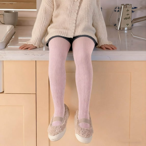 FAIWAD Girls Cable Knit Leggings Solid Color Stretchy Footed Tights School Uniform Pantyhose Pants