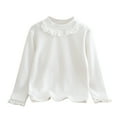 thumbnail image 1 of FAIWAD Girls Cotton Tops Kids Basic Mock Neck Embroidered Long Sleeve Warm Fleece Undershirt 2-12Years, 1 of 3