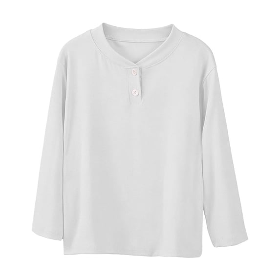 FAIWAD Girls Crew Neck Tops Long Sleeve Button up Shirts Basic Layering Top for Everyday Wear