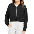 thumbnail image 1 of FAIWAD Girls Cropped Hoodie Zip Long Sleeve Sweatshirts with Pockets Kids Lightweight Casual Outwear, 5-14Years, 1 of 9