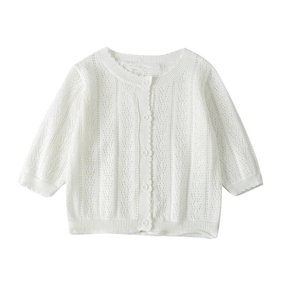 FAIWAD Girls Cute Solid Color Cardigan Kids Long Sleeve V Neck Button Lightweight Knit Outerwear