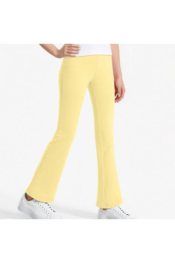 Girls Flare Leggings Bell Bottoms School Uniform Pants Casual High Waisted Stretchy Bootcut Pants