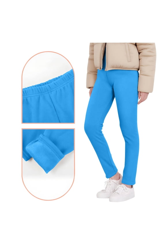 Girls Fleece Lined Leggings High Waist Warm Winter Athletic Yoga Pants Kids Soft Stretchy Basic Tights,3-13Y