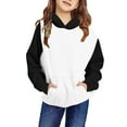 thumbnail image 1 of FAIWAD Girls Hoodies Sweatshirt with Pockets Long Sleeve Color Block Pullover Kids Casual Sport School Clothes 4-14 Years, 1 of 5