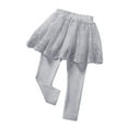 thumbnail image 1 of FAIWAD Girls Leggings Skort with Tulle Embroidery Stretchy Cotton School Uniform Pants Footless Pantyhose Tights, 1 of 3