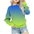 thumbnail image 1 of FAIWAD Girls Long Sleeve Gradient Sweatshirts Round Neck Drop Shoulder Sweatshirt for 1-12 Years, 1 of 4