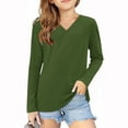 thumbnail image 1 of FAIWAD Girls Long Sleeve Tops Kids Soft Casual V Neck Tops Solid Color Basic Cute Clothes for Teen Girls, 1 of 5