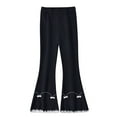 thumbnail image 1 of FAIWAD Girls Ribbed Flare Leggings Elastic High Waisted Embroidered Bowknot Pants Kids Bell Bottom Cotton Tights, 1 of 2