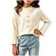 thumbnail image 1 of FAIWAD Girls Ribbed Knit Shirts Cute Long Sleeve Crew Neck Bow Tops Fall Casual Daily Clothes, 1 of 7