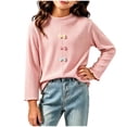 thumbnail image 1 of FAIWAD Girls Ribbed Knit Shirts Cute Long Sleeve Crew Neck Bow Tops Fall Casual Daily Clothes, 1 of 7