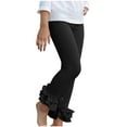 thumbnail image 1 of FAIWAD Girls Ruffle Leggings Stretch Solid Color Yoga Dance Flare Pants Kids Athletic Workout Running Tights 3-12Y, 1 of 9