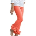 thumbnail image 1 of FAIWAD Girls Ruffle Leggings Stretch Solid Color Yoga Dance Flare Pants Kids Athletic Workout Running Tights 3-12Y, 1 of 9