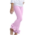 thumbnail image 1 of FAIWAD Girls Ruffle Leggings Stretch Solid Color Yoga Dance Flare Pants Kids Athletic Workout Running Tights 3-12Y, 1 of 9