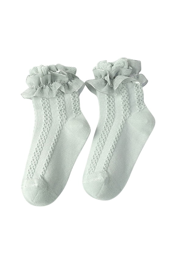 Girls Ruffle Socks Frilly Lace Princess Dress Socks Toddler Kids Girls Solid Color Crew Socks