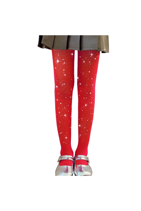 Girls Sparkle Tights Soft Stretchy Rhinestone Glitter Stockings School Dress Dance Tights