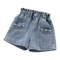 thumbnail image 1 of FAIWAD Girls' Stretch High Waisted Jeans Elastic Waist Button Front Straight Leg Ripped Denim Shorts, 1 of 9
