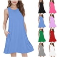 thumbnail image 1 of FAIWAD Girls Tank Dress with Pockets Summer Casual Sleeveless Sundress Kids Flowy A-Line Mini Dresses, 1 of 8