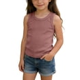 thumbnail image 1 of FAIWAD Girls Tank Tops Summer Sleeveless Ribbed Knit Tops Kids Dance Workout Shirts Casual Basic Undershirts, 1 of 9