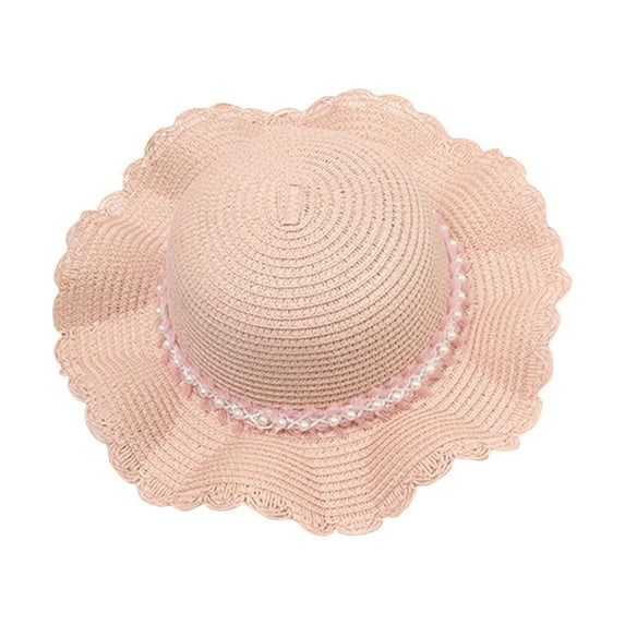 FAIWAD Girls Wide Brim Straw Hat Kids Casual Foldable Vacation Sun Hats Cute Breathable Beach Cap