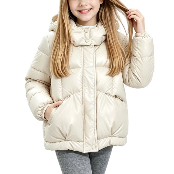 FAIWAD Girls Winter Coat Warm Puffer Zip up Jacket with Hood Thermal Windproof Outerwear