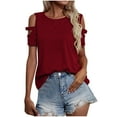 thumbnail image 1 of FAIWAD Going Out Tops for Women Off the Shoulder Round Neck Tunic Tops Short Sleeve Casual Pullover Tops, 1 of 8
