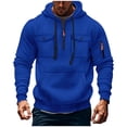thumbnail image 1 of FAIWAD Hoodies for Men Quarter Zip Up Plus Size Pullover with Multi Pockets Drawstring Hooded Sweatshirts, 1 of 4