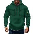 thumbnail image 1 of FAIWAD Hoodies for Men Quarter Zip Up Plus Size Pullover with Multi Pockets Drawstring Hooded Sweatshirts, 1 of 4