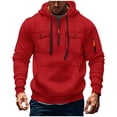 thumbnail image 1 of FAIWAD Hoodies for Men Quarter Zip Up Plus Size Pullover with Multi Pockets Drawstring Hooded Sweatshirts, 1 of 4