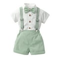 thumbnail image 1 of FAIWAD Infant Baby Boys Gentleman Outfit Kids Boys Formal Dress Shirt with Bowtie Overall Short Pants Wedding Outfits Set, 1 of 9
